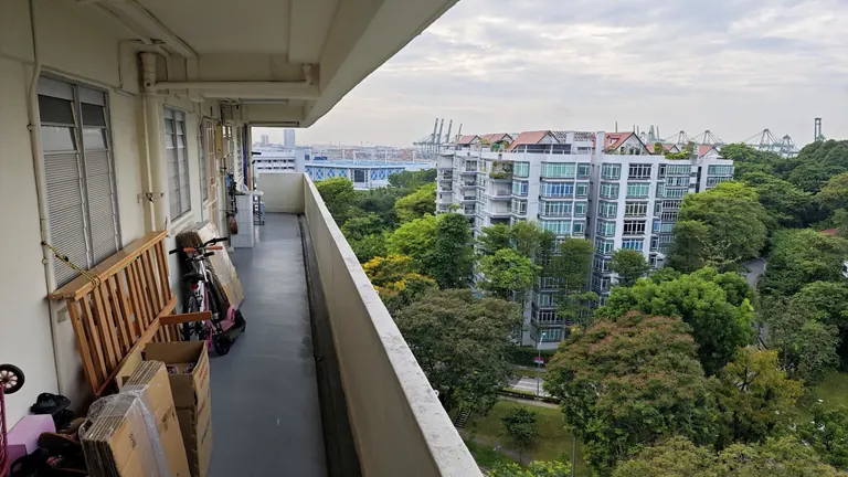 A rental flat looking across to a private condominium